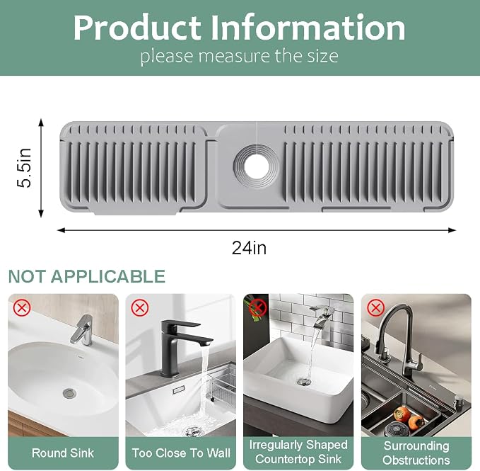 24 Inch Upgraded Draining Mat Folding Faucet Mat - Image 2