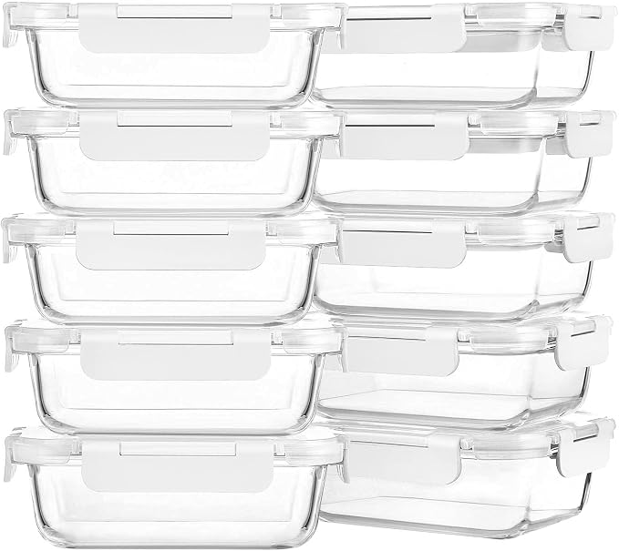 M MCIRCO 10 Pack, 22 oz Glass Food Storage Containers by MMCIRCO