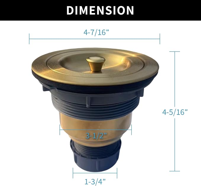 Sink Strainer Kitchen Sink Drain Assembly Kit 3-1/2 Inch - Image 3
