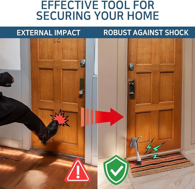 HA SHI Kickdown Door Stopper, Heavy Duty Adjustable White Door Holder Stop | - Image 3