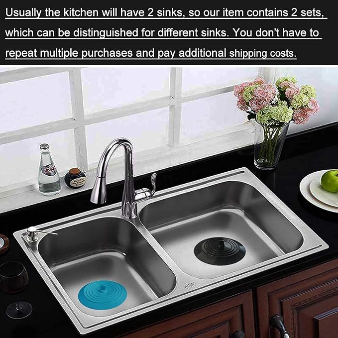 Seatery 2PCS Kitchen Sink Stoppers, Universal Drain Plug, 6.0 Inch Silicone - Image 5