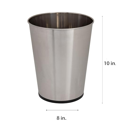 Bath Bliss 5 Liter Small Wastebasket, Stainless Steel|Compact Round Open Top - Image 3
