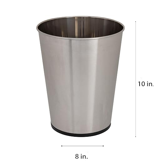 Bath Bliss 5 Liter Small Wastebasket, Stainless Steel | Compact Round Open Top - Image 3