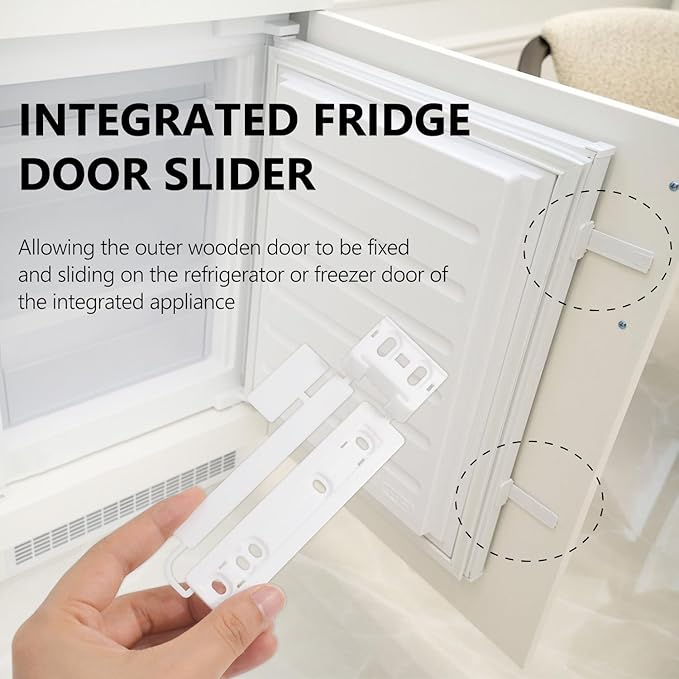 8Pcs Universal Integrated Fridge Freezer Door Slider with Screws, Fridge Door Mounting Installation Fixing Kit with Barckets and Clips