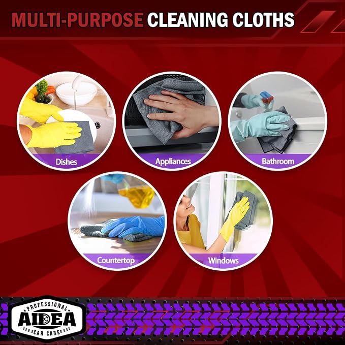 AIDEA Microfiber Cleaning Cloth Grey, Microfiber Towels 12×12" | Shop Towels - Image 7