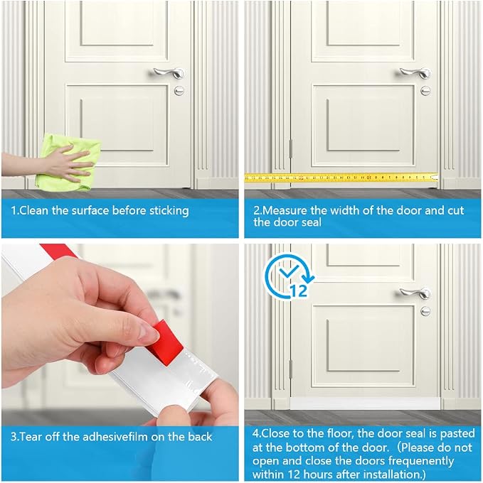 Ainiv 2 Pack Door Draft Stopper Under Door Seal, Adhesive Under Door Sweep - Image 7