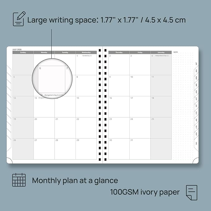 POPRUN 2026 Planner (Large - 8.5" x 10.5") with Hourly Schedule, Vertical Layout - 2026 Weekly Calendar (Jan. 2026 - Dec.2026) for Time Management, Monthly Tabs, Spiral Bound, Soft Cover - Blue Green