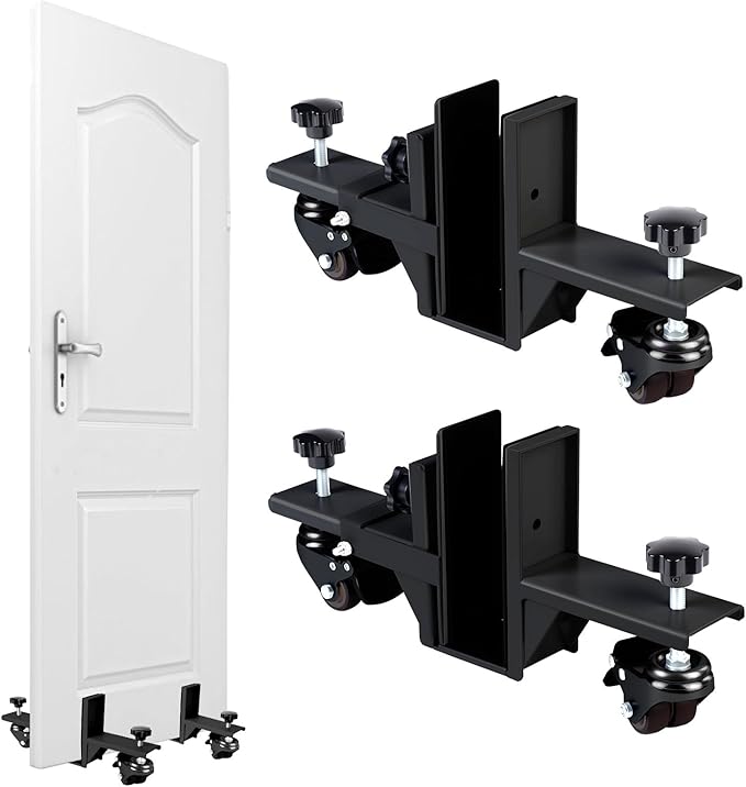 Heavy Door Installation Kit, Dolly Kit with Wheels ，Upgraded with Dual Wheels-Greater Load Bearing Capacity ，Adjustable Distance 0.8 "to 2.3", Used for Transporting Various Types Doors (Black)