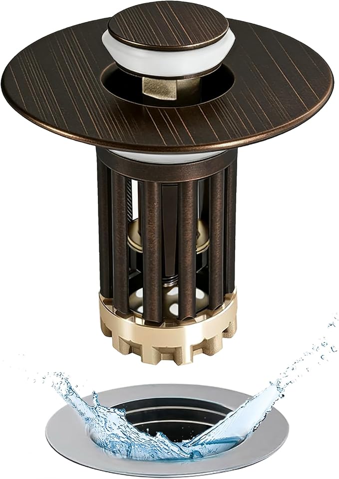 Anlige 3 in 1 Pop Up Bathroom Sink Stopper, Bathroom Sink Drain Strainer by Anlige