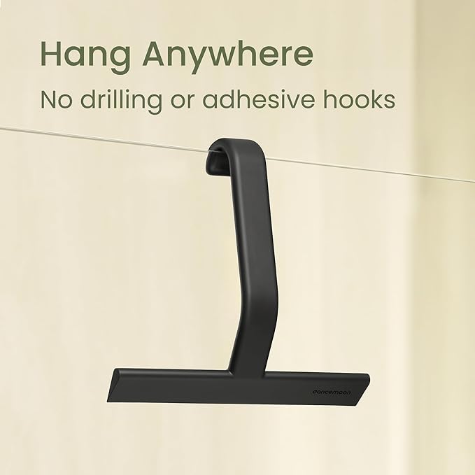 JustHang Shower Squeegee with Built-in Hook, 10-Inch Black | Award-Winning - Image 3