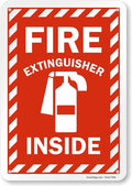 SmartSign 10 x 7 inch “Fire Extinguisher Inside” Metal Sign with Pre-cleared Holes, 40 mil Laminated Rustproof Aluminum, Red and white, Made in USA