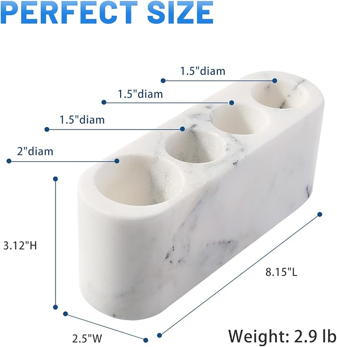 BCS Toothbrush Holder for Bathrooms, 4 Slots Marble Toothbrush and Toothpaste - Image 3