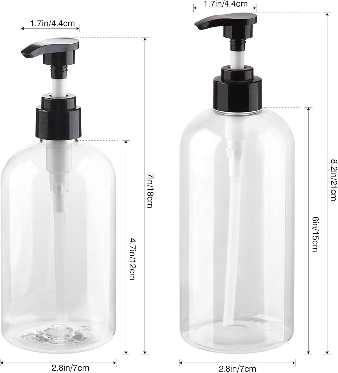 Plastic Pump Bottles Dispenser 2Pack 10oz Shampoo Bottle BPA Free | Empty Pump - Image 2