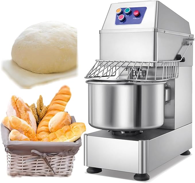 Commercial Dough Mixer Dual Rotating,21QT Two Speeds Mixing Dough Kneading Machine,Electric Dough Kneading Machine for Restaurant Pizzeria,Safety protection device & Timer Included