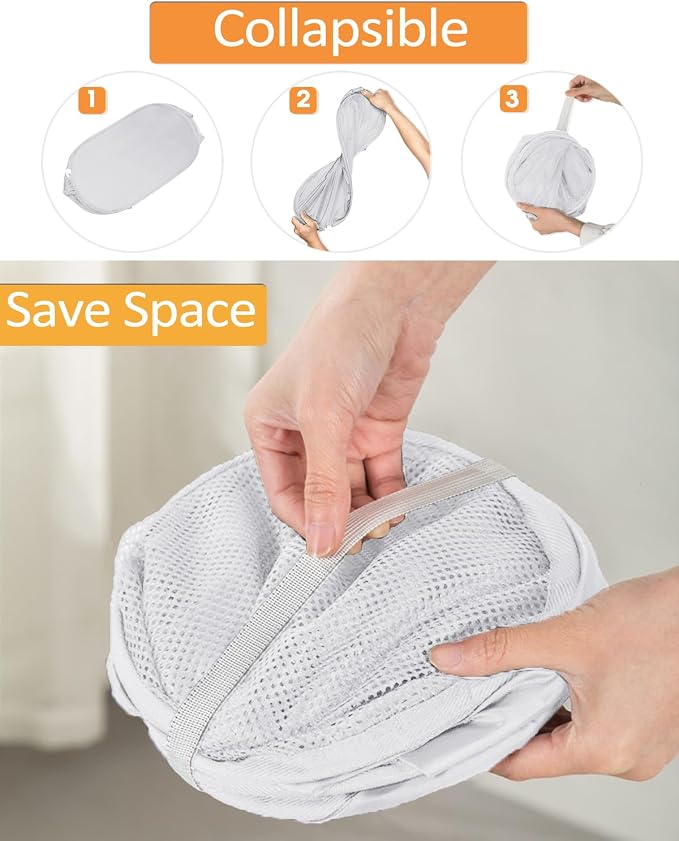 Durable Collapsible Laundry Baskets, Reinforced Mesh Pop Up Laundry Hamper - Image 2