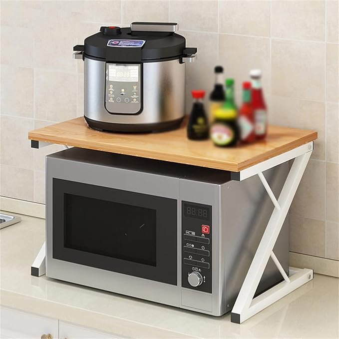 Kitchen Microwave Counter Stand,Expandable 2 Tier Microwave Oven Rack,Kitchen Microwave Counter Top Rack,Metal Toaster Oven Shelf,Space Saving Kitchen Storage Rack,54 * 35 * 34.5cm