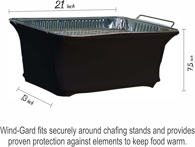 Chafer Wind Guard 4 Pack - Decorative Chafing Dish Wind Guard - Flame Retardant Polyester Buffet Food Warmer Sterno Covers - Washable Reusable for Weddings, Events, Parties - Catering Supplies - Black