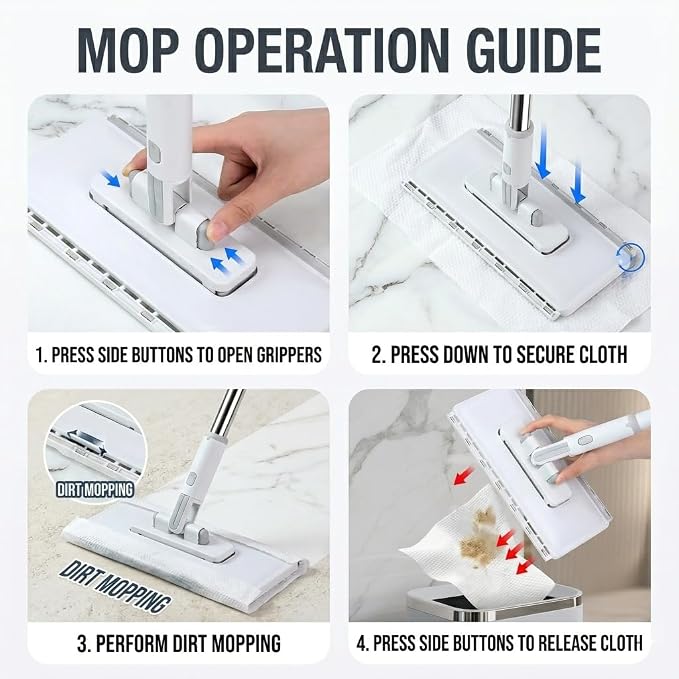 Snap Grip Mop Hands-Free Multi-Purpose Flat Mop - Image 7