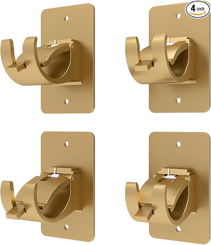 4 Pieces Self Adhesive Curtain Rod Bracket Universal Plastic Curtain Rod Holders by Wabboreq