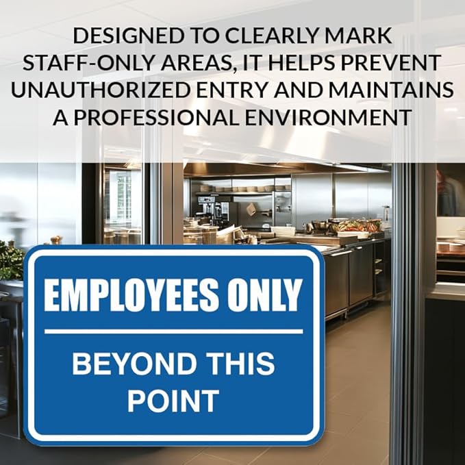 All Quality Classic Framed Employees Only Beyond This Point Wall or Door Sign | Easy to Install Business Signage - Large (Light Gray-Burgundy) 1 Pack