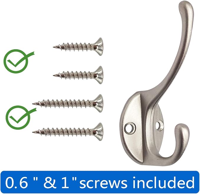 IBosins 10 Pack Silvery Double Coat Hooks Utility Hooks - Image 2
