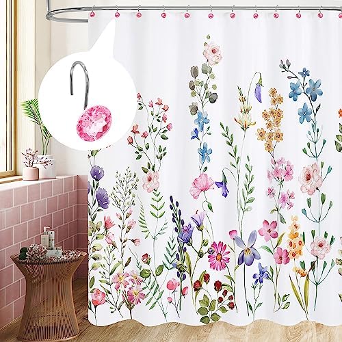 Pink Diamond Crystal Bling Shower Curtain Hooks Rings - Image 2