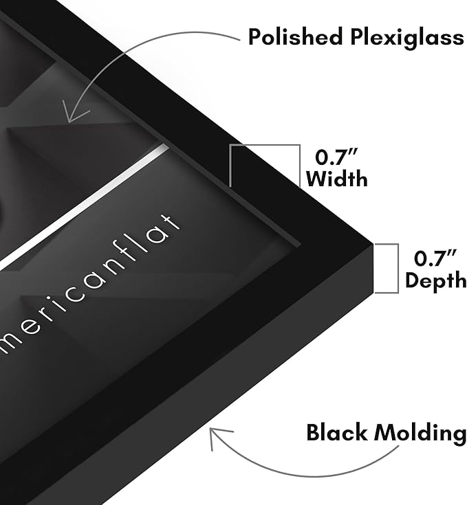 Americanflat 14x18 Picture Frame with Polished Plexiglass - Streamline Collection - Thin Border Picture Frame for Wall Display - Hanging Hardware Included - Black