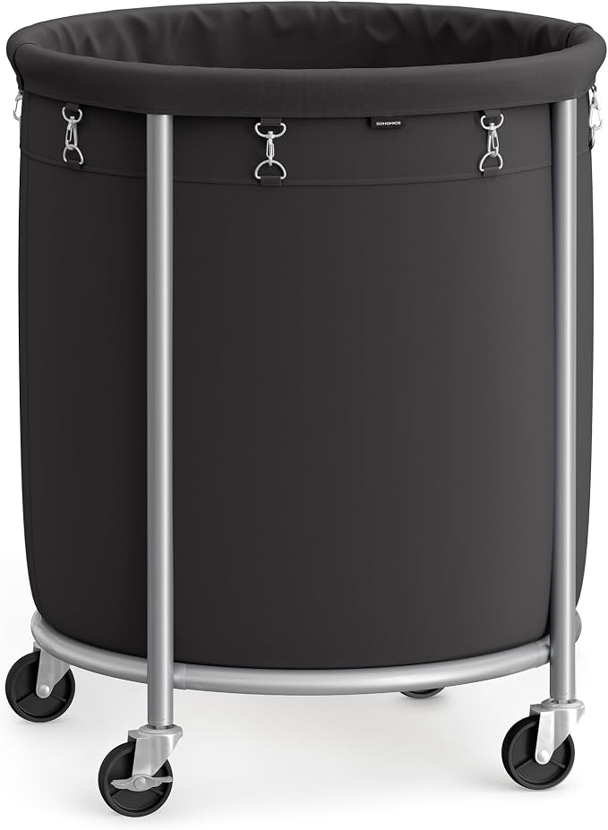SONGMICS Laundry Basket with Wheels, Steel Frame, Removable Bag by Unknown