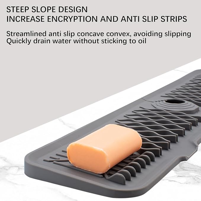 24 Inch Faucet Mat for Kitchen Sink Silicone Sink Splash Guard 5° Slope Faucet - Image 5