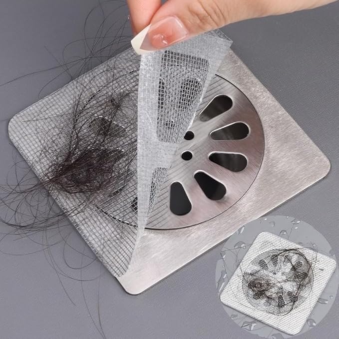 Disposable Hair Catcher for Shower Drain, 30 Packs | Square Mesh Stickers - Image 2