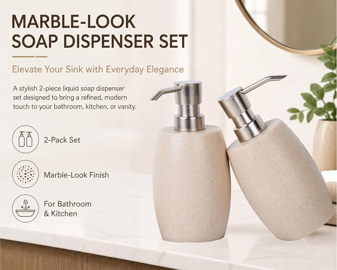 Clasin Home Sandstone Textured Resin Soap Dispenser - Image 2