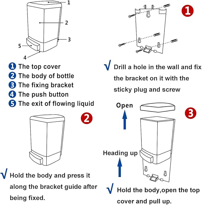 Manual Soap Dispenser Wall Mounted, Bathroom Kitchen Commercial | Leak-proof - Image 6