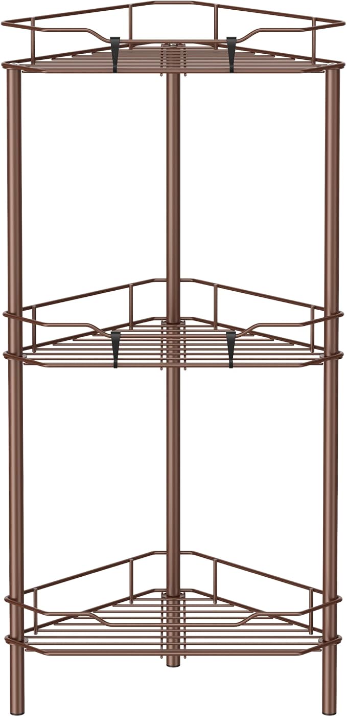 HuggieGems Metal Floor Standing Corner Shower Caddy, 3 Tier by HuggieGems