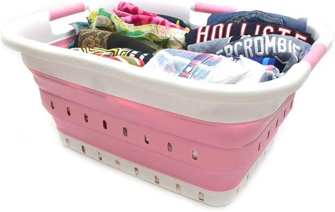 SAMMART 41L Collapsible 3 Handled Plastic Laundry Basket - Image 4