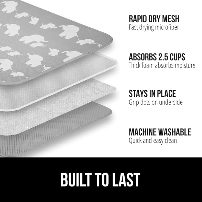 GORILLA GRIP Ultra Water Absorbent Microfiber Dish Drying Mat, 18x24 2 PK - Image 2