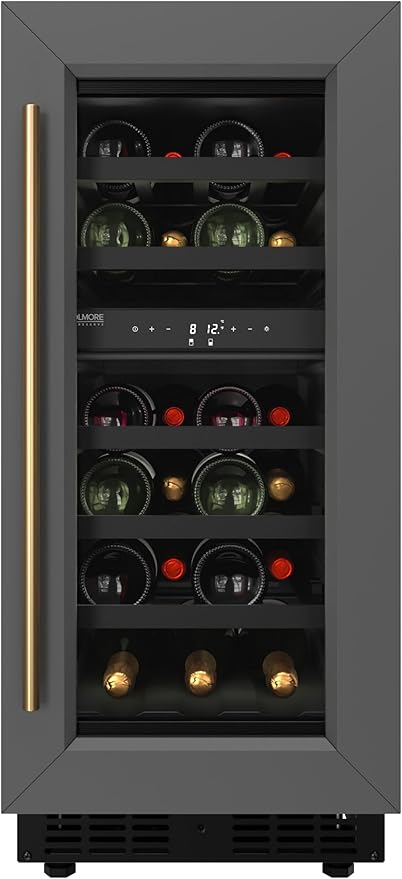 KoolMore Reserve 15 in. Under-Counter Panel Ready Dual Zone Built-in Wine Cooler with Black Shelves and 23 Bottle Capacity in Black (KM-CW28DZ-BPR)