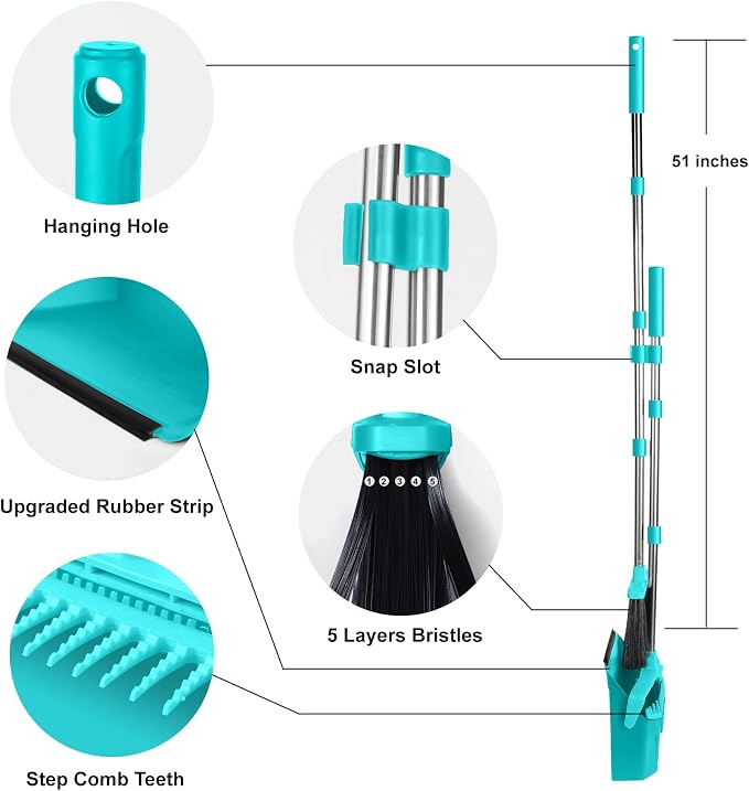 Broom and Dustpan Set for Home, ZeroGap Lip, Upright Storage Broom Combo for - Image 9