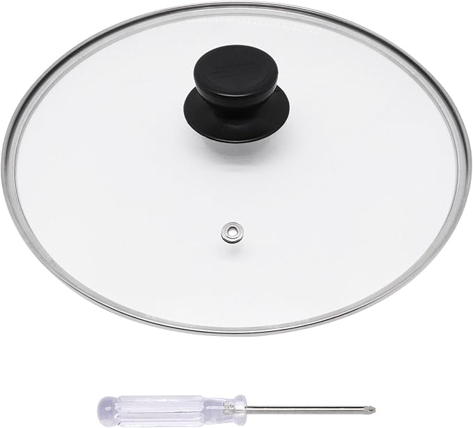 10 Inch Pan Lid, Round Tempered Glass Lid, Universal Pot Lids with Heat Resistant Handle, Replacement Pan Cover for Pans and Skillets, Dishwasher Safe