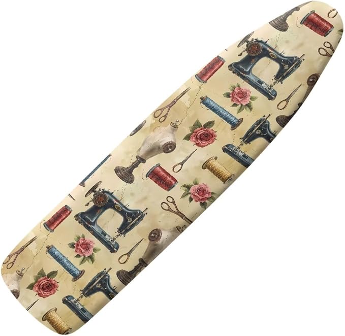 Ironing Board Cover, Standard Size 15x54, Sewing Machine Rose Print, Elastic by Unknown