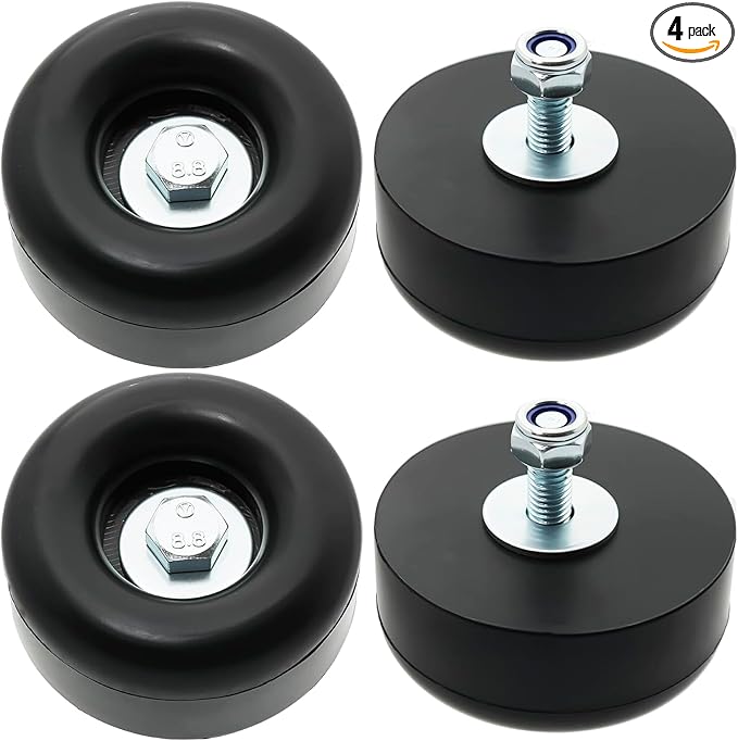 4 Pack 2.5"Round Rubber Trailer Bumpers Compatible with trailer door bumper, Air Compressors, Pumps,Generators, Pressure Washers, With Screw Kits