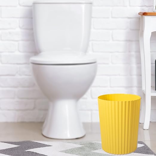 JiatuA Small Bathroom Trash Can Plastic Wastebasket Garbage Can Yellow | Sturdy - Image 4