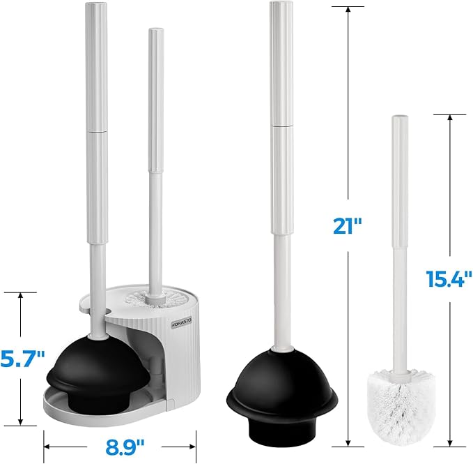 FORASTO 2Pack 2 in 1 Toilet Plunger and Brush Set, Extended Handle Plunger - Image 6