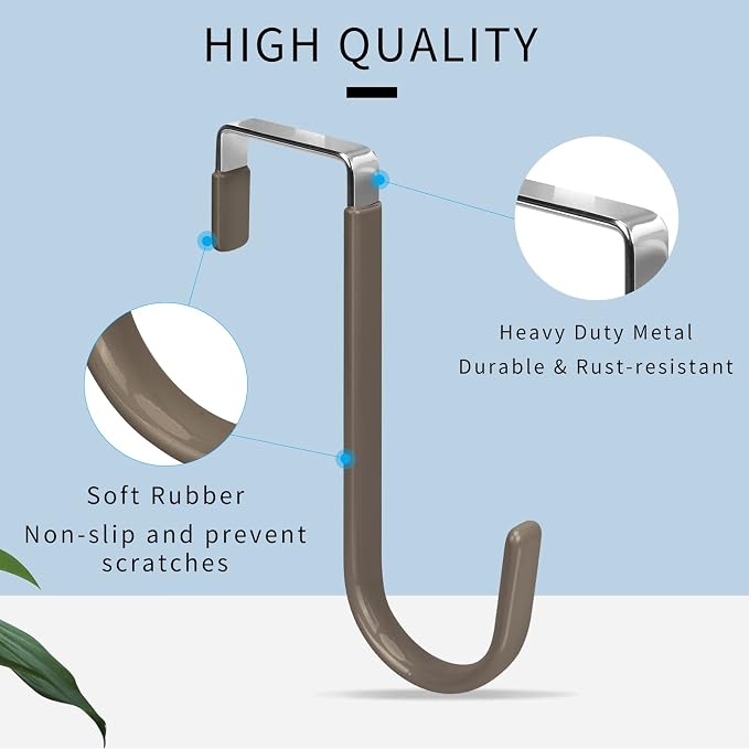 FYY Over the Door Hooks, Single-Hanger 4 Pack, Fits Doors 1 3/8" Brown | Heavy - Image 3
