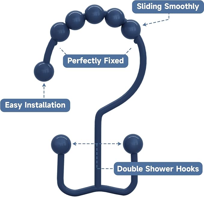 Titanker Shower Curtain Hooks Rings, Rust-Resistant Metal Double Glide Shower - Image 4