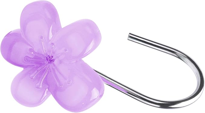 Cute Flower Shower Curtain Hooks, Glow in The Dark, Pretty Floral Themed - Image 2