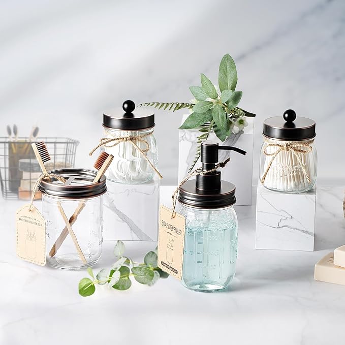 Amolliar Mason Jar Liquid Lotion Soap Dispenser, Oil Rubbed Bronze 2 Pack | - Image 2
