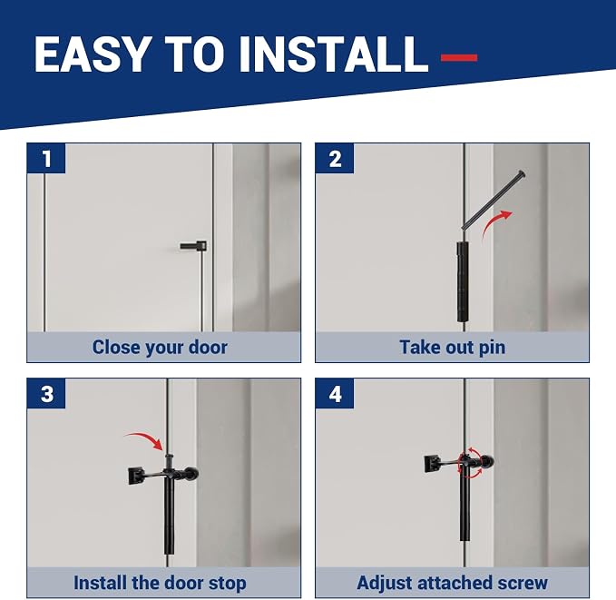 Hinge Pin Door Stop, Adjustable Door Stopper Hinge, 8 Pack | Heavy Duty Zinc - Image 6