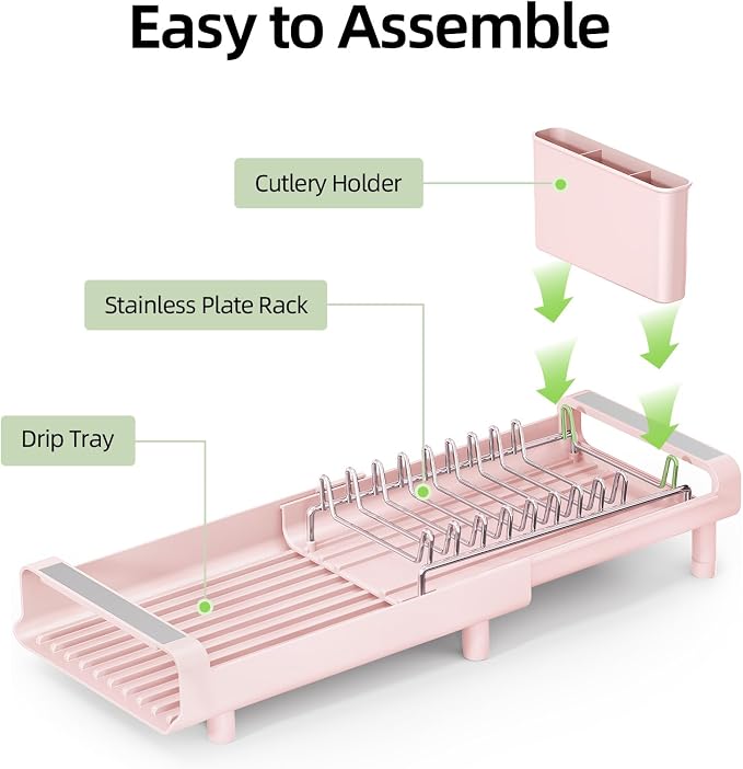 TOOLF Small Dish Drying Rack, Expandable and Space-Saving, Compact Design Fits - Image 7