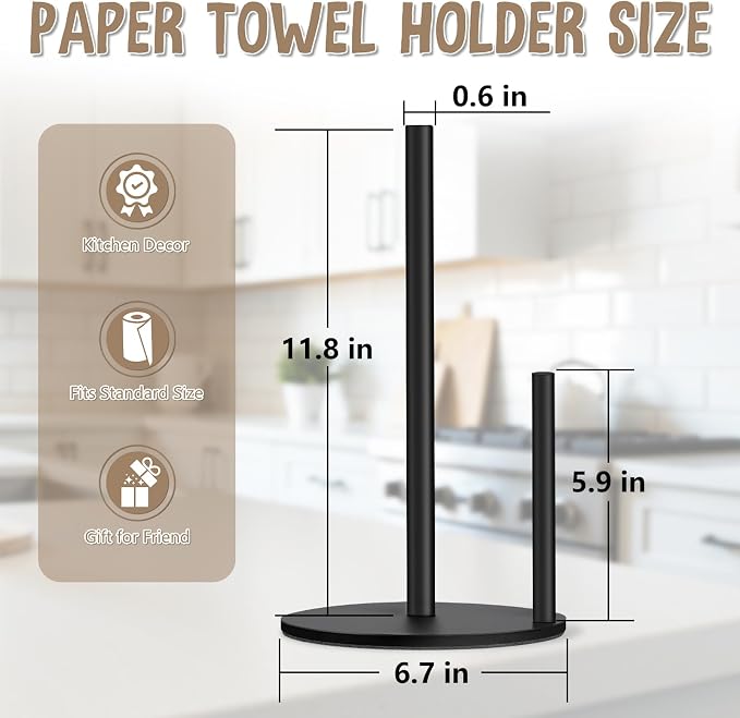 Black Paper Towel Holder, Countertop Paper Towel Holder - Image 4