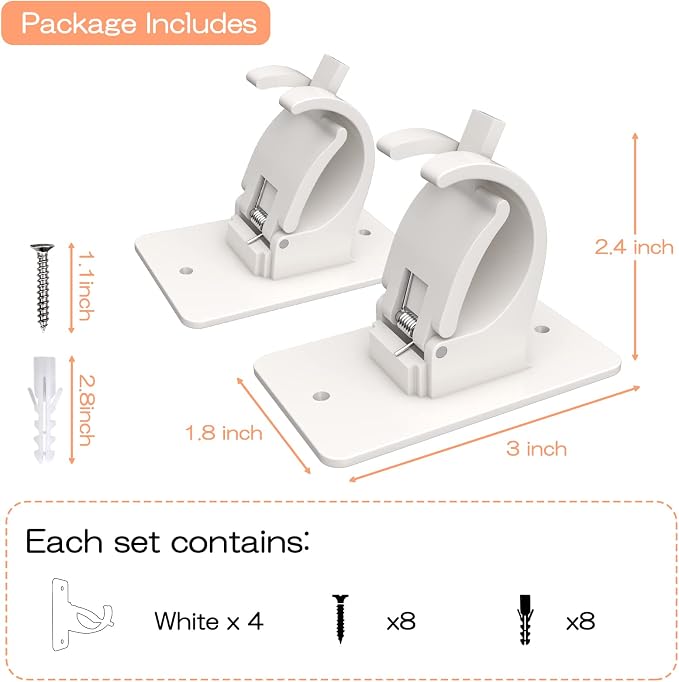 4PCS No Drill Curtain Brackets, Self-Adhesive Rod Holders, Universal Plastic - Image 4